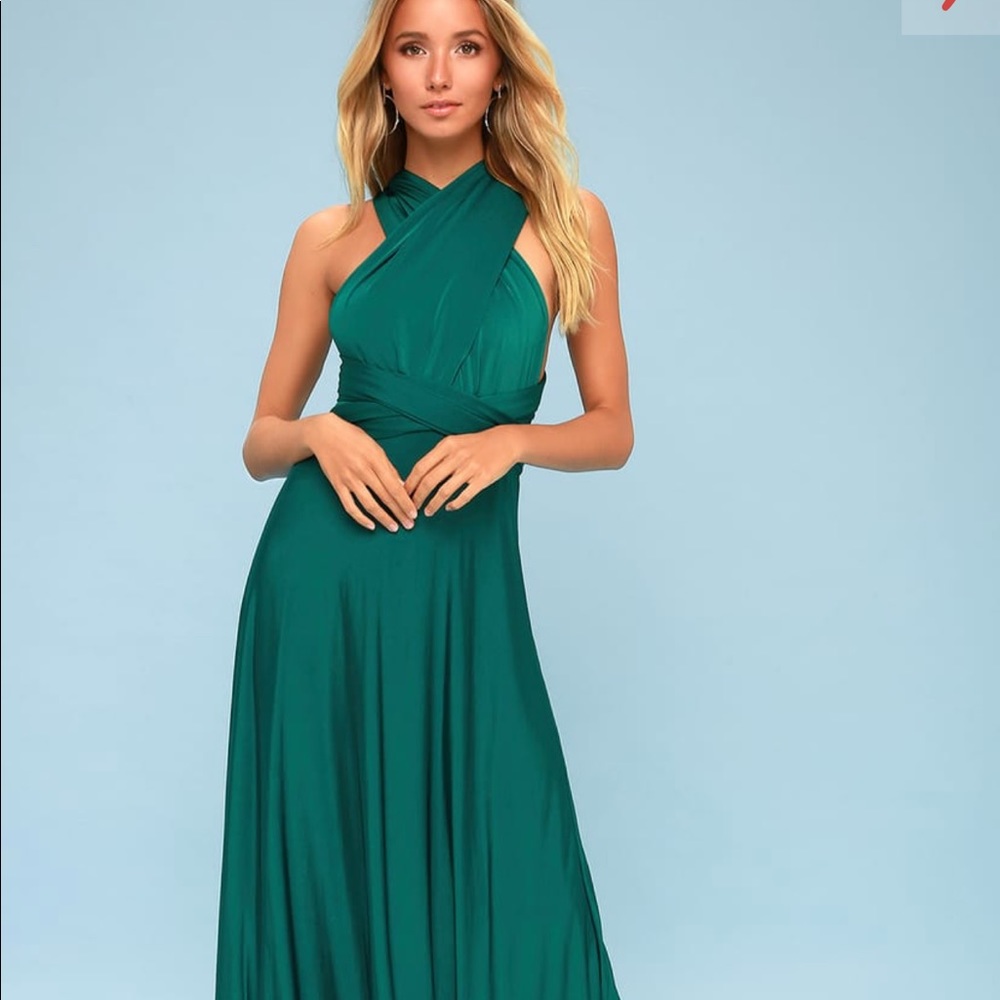Lulu’s wrap Stunning Convertible Emerald Green Maxi Dress - Picture 3 of 9